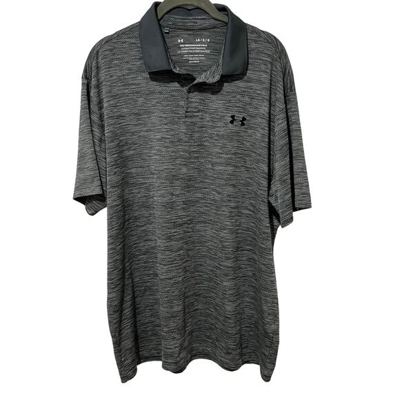 Under Armour Polo Shirt Mens L The Performance Polo Heatgear Dark Gray Golf - Picture 2 of 7